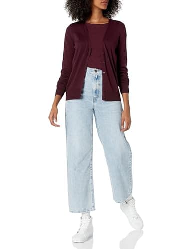 Amazon Essentials Women's Lightweight V-Neck Cardigan Sweater (Available in Plus Size), Burgundy, 2X - Image 5