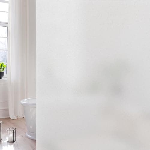 Volcanics Frosted Glass Window Privacy Film, Removable Static Cling Bathroom Window Film, Heat Control UV Blocking, Peep-Proof, Ideal for Home Office 35.4 x 39.3 Inches - Image 1