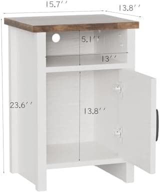 YESHOMY Farmhouse Modern Nightstand with Shelf and Barn Door, Set of 2 for Bedroom, White - Image 4