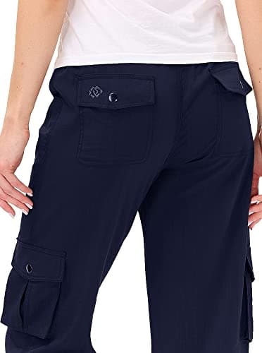 MoFiz Womens Capris with Pockets Loose Fit Casual Capri Pants Dressy Lightweight Ladies Baggy Cargo Pants for Hiking Navy 3XL - Image 4