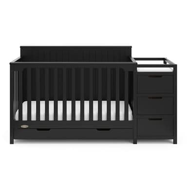 Graco Hadley 5-in-1 Convertible Crib & Changer (Black) – GREENGUARD Gold Certified, Fits Standard Crib Mattress, Converts to Toddler Bed and Full Bed, 4 Adjustable Mattress Heights - Image 9