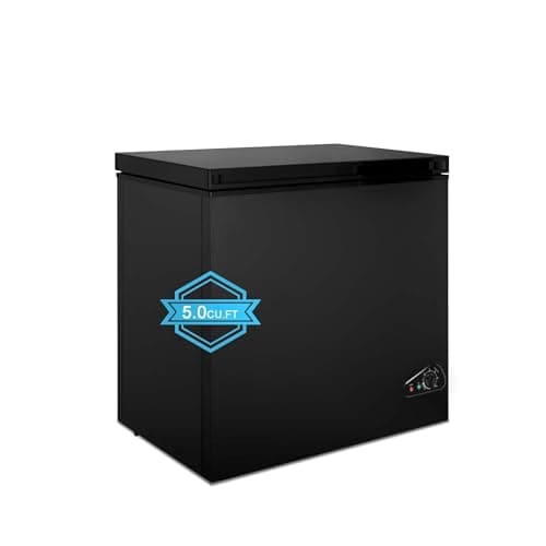 Chest Freezer 5.0 Cubic Feet, Deep Freezer with Removable Basket, 6 Level Adjustable Temperature from -18°F to 50°F, Manual Defrosting, Top Open Door, Suitable for Home, Black - Image 1