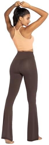 Sunzel Flare Leggings, Crossover Yoga Pants with Tummy Control, High-Waisted and Wide Leg, 34" Inseam, Seal Brown X-Large - Image 7