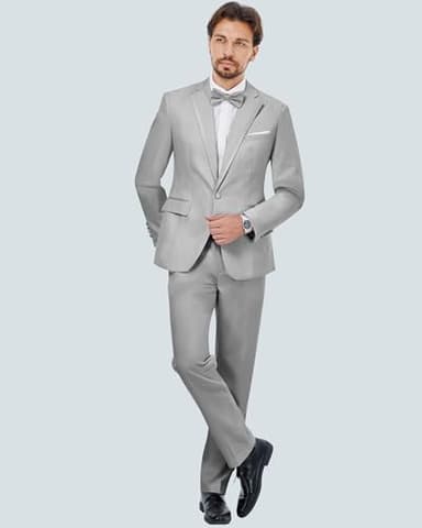MAGE MALE Men's 2 Piece Suit Notched Lapel One Button Slim Fit Formal Wedding Prom Tuxedo Suits Blazer Pants with Bow Tie Set - Image 5