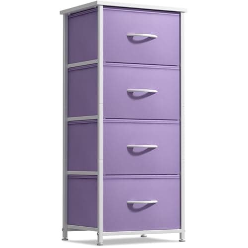 Sorbus Dresser Storage Tower, Organizer Drawers for Closet Boys & Girls Bedroom, Bedside Furniture, Chest for Home, College Dorm, Steel Frame, Wood Top, Fabric Bins (Purple) - Image 1