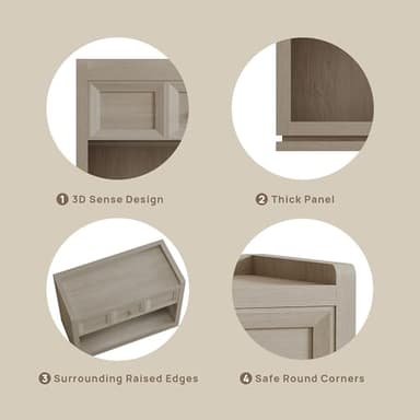 SICOTAS Night Stand Set 2, 26" Wide Nightstands with Drawer, Large Queen Size Nightstands Set of 2, Modern Bedside Table for Bedroom, Side End Table, Grey White Oak - Image 5