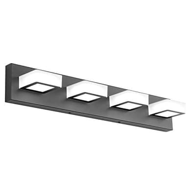 Ralbay LED Black 4 Lights Acrylic Lighting Fixtures Modern Matte Black Bathroom Vanity Lights - Image 1