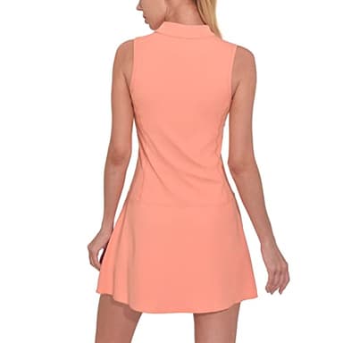 M MOTEEPI Golf Dresses for Women - Tennis Dress with Separate Shorts Workout Athletic V Neck Golf Dress Pockets Orange Small - Image 2