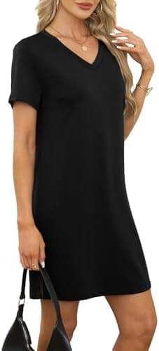 RUMIA Summer Dresses for Women 2026 V-Neck Casual Sundresses T-Shirt Dress - Image 6