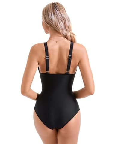 SUUKSESS Women Slimming Tummy Control One Piece Swimsuits Sexy Mesh High Waisted Monokini Bathing Suits (Black-Pink Floral, S) - Image 3