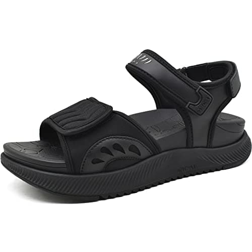ONCAI Walking Sandals Women,Arch Support Hiking Sandals for Women 2025 with Orthotic Outdoor Plantar Fasciitis,Water Athletic Platform Sandalias Mujer with Adjustable Straps Black Size 9 - Image 1