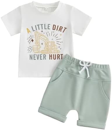 CIYCUIT Baby Boy Summer Clothes Short Sleeve Letter Print Shirt Shorts Set - Image 3