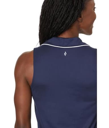 SKECHERS Women's GODRI Swift Club Sleeveless Polo Tank Navy - Image 3