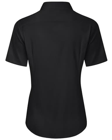 J.VER Womens Button Down Shirt Short Sleeve Business Casual Formal Dress Shirts Slim Fit Ladies Uniform Summer Blouses Collared Tops Black Small - Image 2