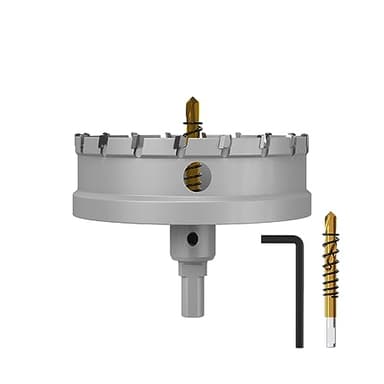 Premium Tungsten Carbide Tipped Hole Saw Drill Bit Set with 2 Titanium-Plated Pilot Bits - Heavy Duty Cutter for Metal, Steel, Iron, Wood, and Plastic(105mm丨4-9/64'') - Image 1