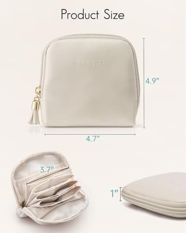 Vlando Small Travel Jewelry Case,Travel Gifts for Women,Jewelry Pouch Bags with Zipper,Velvet Jewelry Organizer Storage Bag for Bracelet Rings Earring-Cream White - Image 5