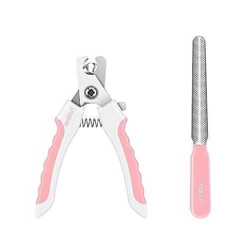 OneCut 4.7" Small Dog & Cat Nail Clipper Stainless Steel Cat Claw Trimmers for Rabbits, Guinea Pigs, Birds, Puppies, Kittens and Small Animals Pet Nail Clipper for Professional and Home Use (Pink) - Image 1