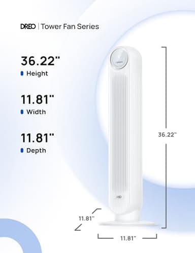 Dreo Tower Fan for Bedroom, 25ft/s Velocity Quiet Floor Fan, 90° Oscillating Fans for Indoors with 4 Speeds, 4 Modes, 8H Timer, Standing Fans, Bladeless Fan, White, Nomad One (DR-HTF007) - Image 8