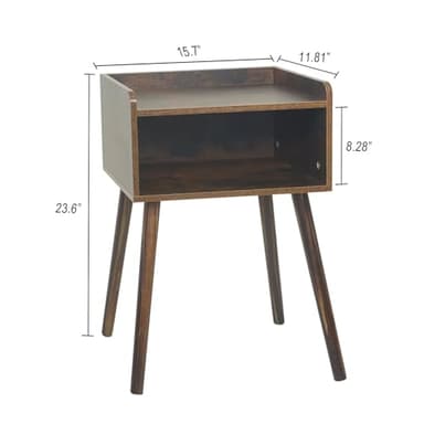 MaxSmeo Nightstand, Mid Century Modern Side Table Bedroom with Storage, Small End Bedside Table with Solid Wood Legs for Living Room, Office Small Spaces (Rustic Brown) - Image 2