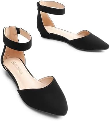 DREAM PAIRS Women's Low Wedge Round Toe Ankle Strap Dress Comfortable Casual Flats Shoes - Image 4