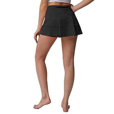 Husnainna High Waisted Pleated Tennis Skirt with Pockets Athletic Golf Skorts for Women Casual Workout Built-in Shorts 018BZQ-Black/d8 - Image 6