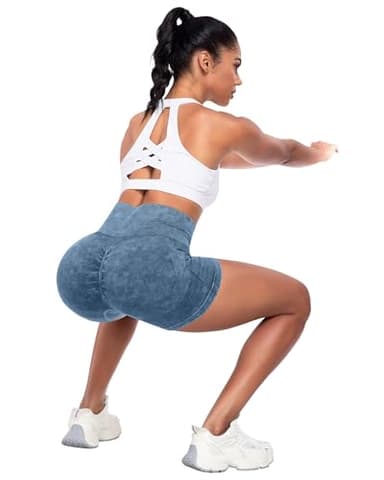 ATHVOTAR Workout Gym Biker Shorts Women: High Waisted Seamless Sports Running Butt Lifting Shorts Sets Washed Navy/Washed Turquoise/Washed Rose S - Image 5