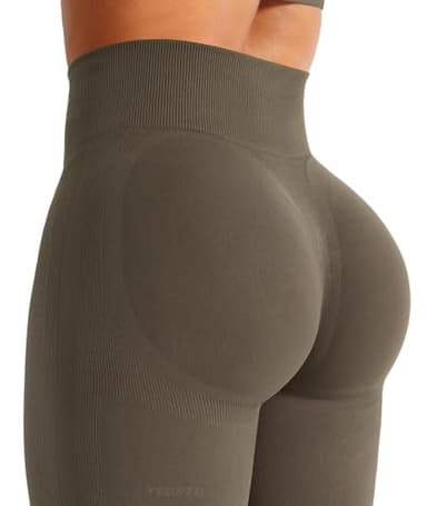 YEOREO Mini Flare Leggings Womens Workout Butt Lifting Legging Hidden Scrunch Seamless 30" Impact Lilliean Yoga Pants Coffee S - Image 4