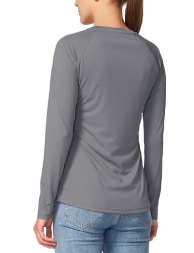 baleaf Women's Rash Guard Long Sleeve UPF 50+ Sun Shirts Lightweight Quick Dry Fishing Tops UV Protection Rashguard Swimsuit Swimwear Charcoal Gray Size XS - Image 2