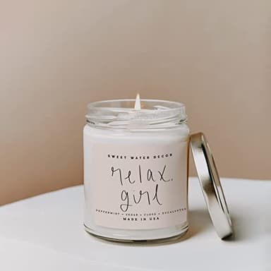 Sweet Water Decor Relax Girl, Peppermint, Cedar, Clove, and Eucalyptus Scented Soy Wax Candle for Home | 9oz Clear Jar, 40 Hour Burn Time, Non Toxic, Made in The USA - Image 2