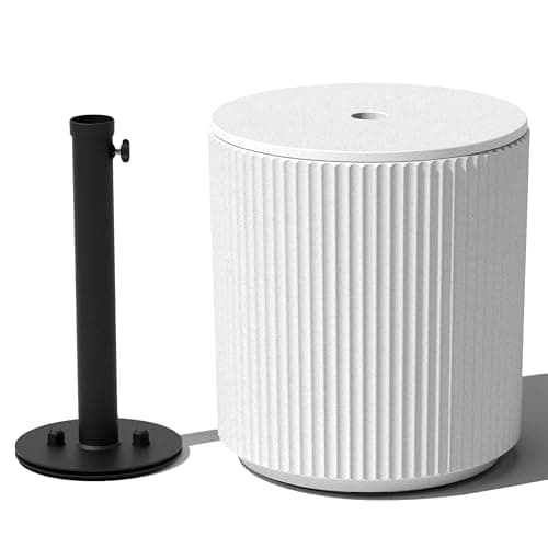 Veradek Umbrella Side Table - Outdoor Patio Table with Umbrella Hole for Porch/Patio | Durable Plastic-Stone Composite Material & Easy Assembly | Modern Coffee, Picnic or Poolside Table - Image 1