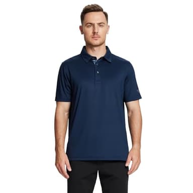 M MAELREG Golf Polo Shirts for Men Short Sleeve Performance Moisture Wicking Quick Dry Casual Collared Men’s Polo Shirts Navy - Image 2