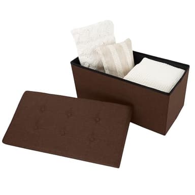 Lavish Home Ottoman Set of 2 - Ottoman Foot Rest, Linen Chest, or Storage Bench Set - 30in Ottomans for Living Room, Bedroom, Dorm Storage (Brown) - Image 6