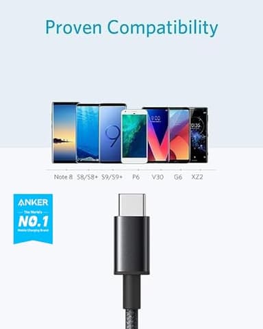 Anker Cable [2 Pack, 10FT], USB A to USB C Cable for Samsung Galaxy S10 S10+, LG V30, Beats Fit Pro and More (Black) - Image 2