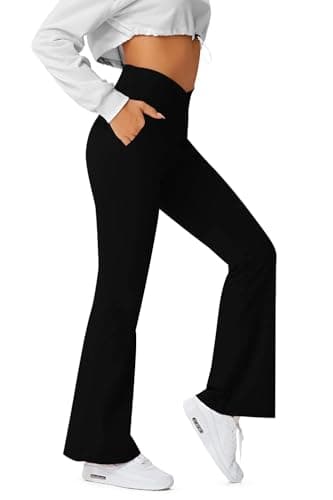 HEGALY Women's Flare Yoga Pants - Crossover Flare Leggings High Waisted Bootcut Bell Bottom Workout Sweatpants - Image 2