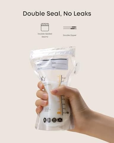 eufy Security Breast Milk Storage Bag with Temperature Sensing Color Change, Milk Storing Bags, 7 oz Disposable Storage Bags, Self-Standing, Leakproof Milk Freeze Storage Pouches (120 Pieces) - Image 3