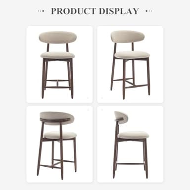 COLAMY Counter Height Bar Stools Set of 4, Kitchen Bar Stools with Back, Mid Century Modern Upholstered Bar Stools with Wood Legs for Kitchen Island Dining Room Bar, Beige - Image 8