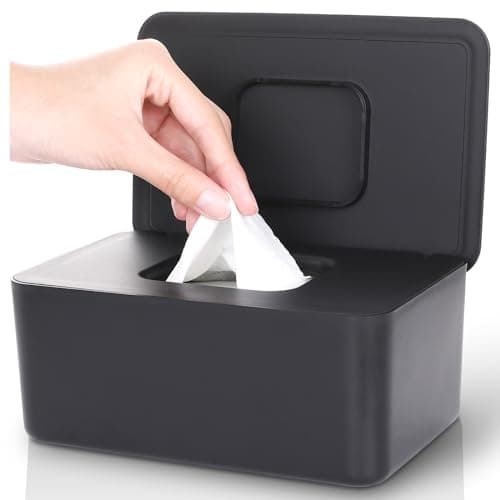 Lijroavy Baby Wipes Dispenser & Wipes Holder - Non-Slip Refillable Baby Wipes Container with Sealing Lid, Keeps Wipes Fresh, Portable Wipes Case for Travel & Home (Black) - Image 1