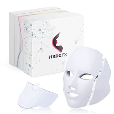 HXDZFX LED FACIAL LIGHT THERAPY MASK-Led Face Mask Light Therapy, 7 Led Light Therapy Facial Skin Care Mask - Blue & Red Light for Acne Photon Mask - Skin Care Mask for Face and Neck.White - Image 1