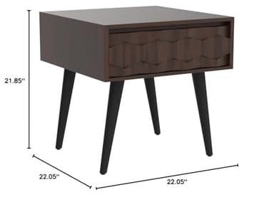Bme Georgina Solid Wood Nightstands with Drawers - Fully Assembled Rustic Geometric Pattern Bedside Cabinet - Mid Century Modern Side Table for Living Room, Bedroom - Image 2