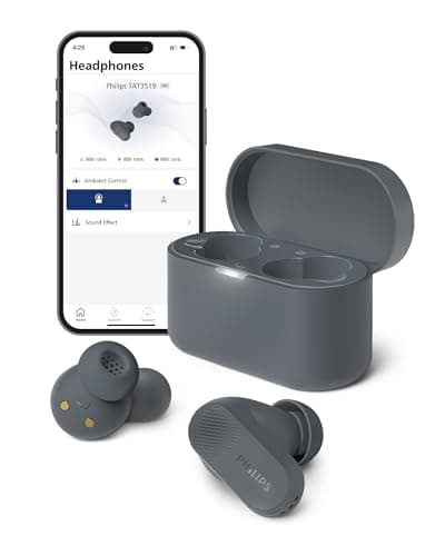 PHILIPS TAT3519 Wireless Earbuds,True Wireless Headphones with Noise Canceling Pro,Dynamic Bass,Clear Call,24 H Battery Life,Fast Charging,Bluetooth 5.3,IPX4,App/Touch Control,Black - Image 1