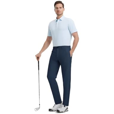 Rouen Mens Golf Pants Lightweight Dry Fit Mens Casual Pants Classic Fit Stretch Dress Pants for Men Travel Business Navy - Image 3