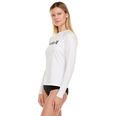Hurley Rash Guard for Women, Womens Rash Guard Long Sleeve Shirts, Rashguard Swim Shirt Women UPF 50+ SPF & UV Protection White - Image 3