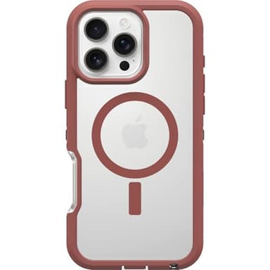 OtterBox iPhone 16 Pro Max Defender Series XT Clear Case - Brick Red Clear - Image 1
