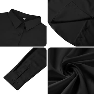 Ruisin Women's Comfy Button-Down Shirt - Long Sleeve, Wrinkle-Free, Black, Size M - Image 4