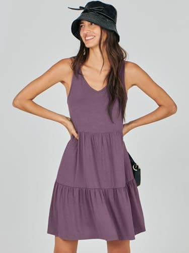 ANRABESS Womens Summer Casual Tank Dress Sleeveless V Neck T Shirt Sundress Flowy Tiered Swing Mini Beach Vacation Dresses Purple XX-Large - Image 8