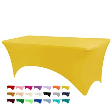 BDDC Table Covers for 6 Foot Tables, Yellow Washable and Wrinkle Resistant Stretch Tablecloths Rectangle 6ft for Events, Wedding, Banquets, Parties - Image 1