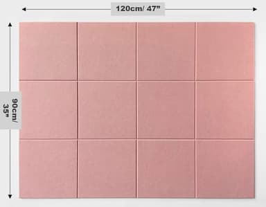 DECORITA Felt Wall Tiles | Large Cork Board Alternative | Aesthetic Felt Bulletin Board for Office, Home & Classroom | Large Cork Boards for Walls Pinboard (12-Pack) | Pink - Image 3