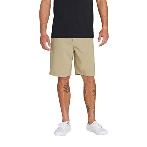 Volcom Men's Kerosene 21" Hybrid Chino Shorts, Khaki, 34 - Image 1