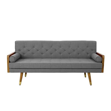 Christopher Knight Home GDFStudio Christopher Knight Home Aidan Mid Century Modern Tufted Fabric Sofa, Gray - Image 3