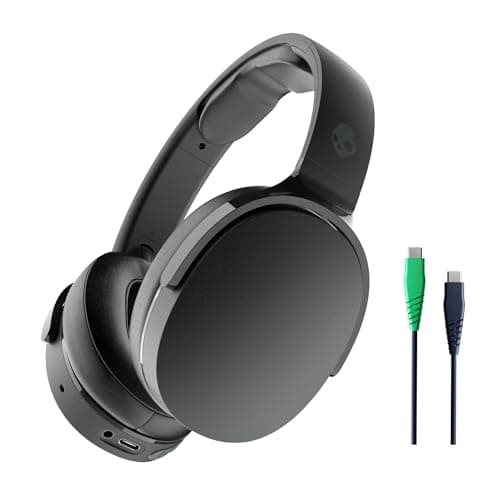 Skullcandy Hesh Evo Wireless Over-Ear Bluetooth Headphones with Charging Cable, Noise Isolating, Up to 36 Hours Battery, Foldable Lightweight Design, Microphone for iPhone Android - True Black